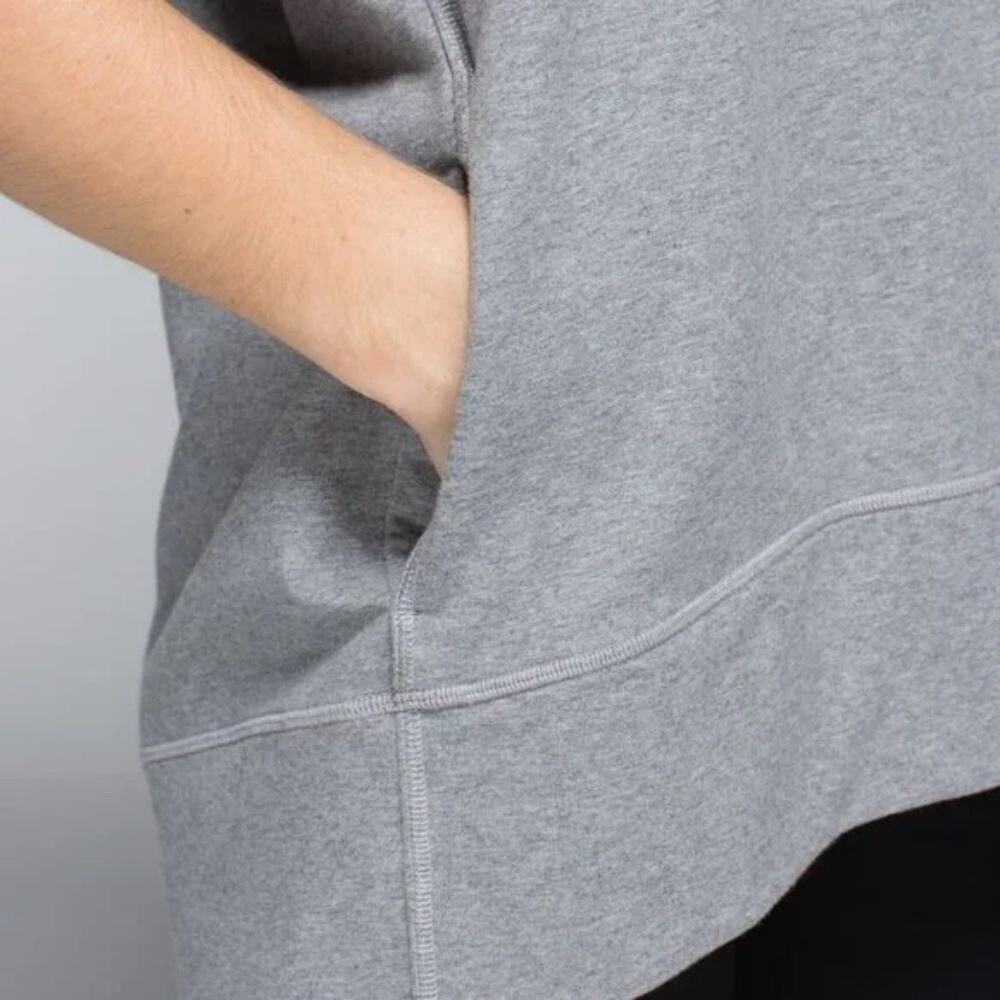 Lululemon Heathered Grey Short Sleeve Mudra Sweatshirt Oversized Sweater - Sz 6* - Picture 4 of 15